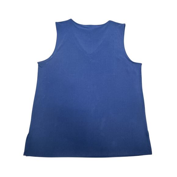 JM Collection Beaded V-Neck Sleeveless Blouse XXL Navy Blue - Picture 2 of 6